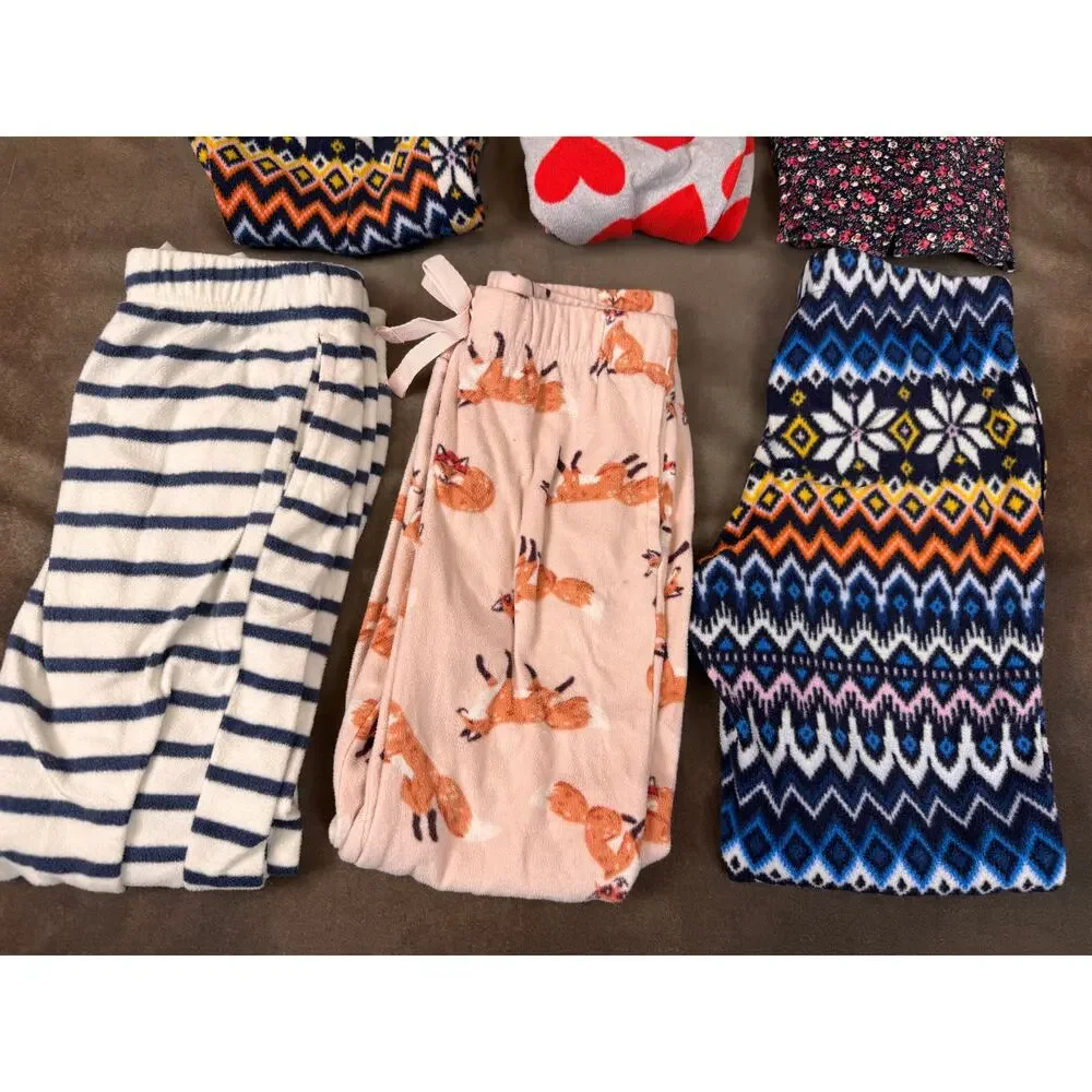 Girls Size 6/7 Pajama Lounge Pants Lot 6 Pair Old Navy Fleece #1044